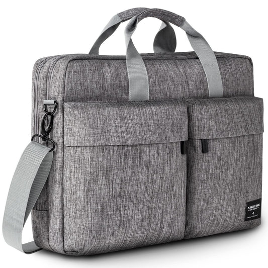 KINGSLONG 17.3 inch Laptop Briefcase Bag, Laptop Shoulder Bag for Men Women, Water Resistant Business Crossbody Bag with Shoulder Strap, Computer Bag for Asus Acer Dell Thinkpad, Grey