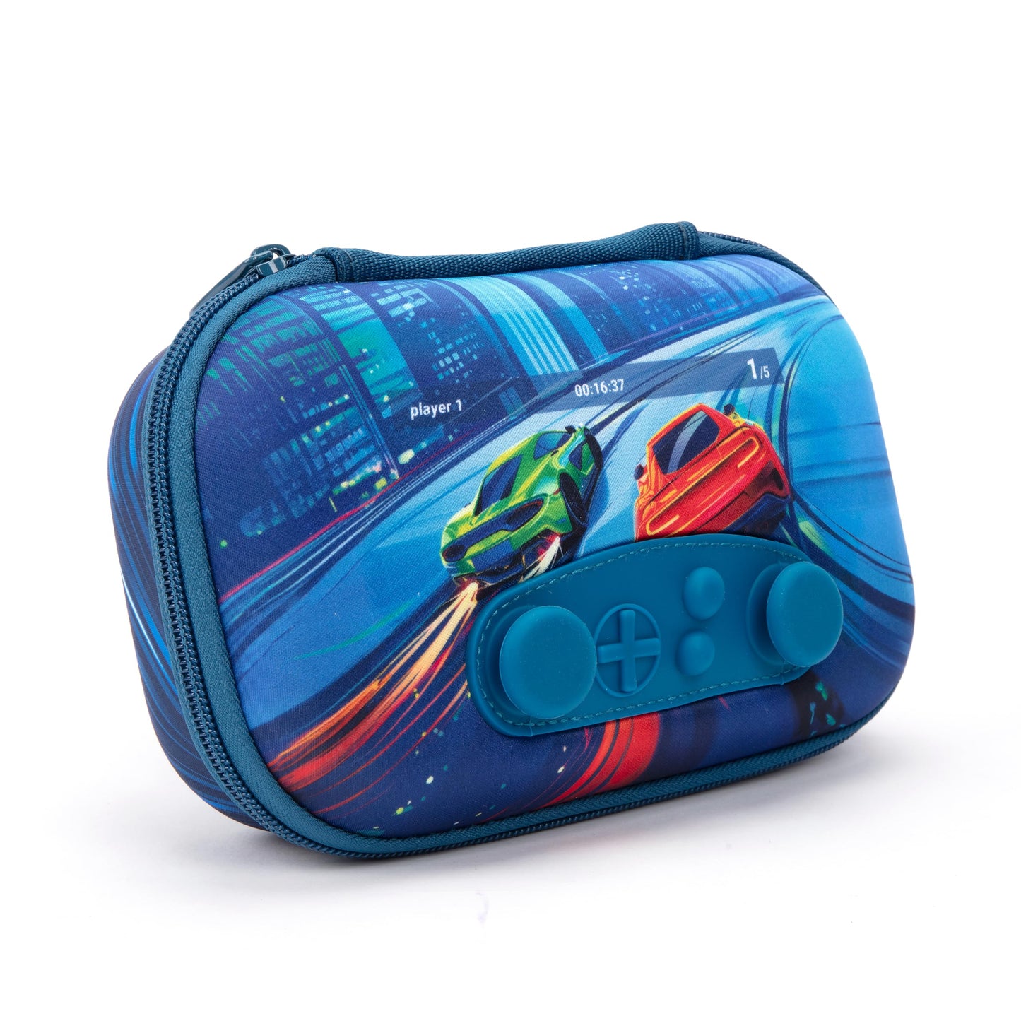ZIPIT Gamer Pencil Case for Boys, Durable Pencil Box for School, Large Capacity Stationery Organizer Box, Blue