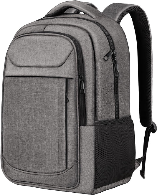 JARWAM Travel Backpack, Laptop Backpack for Men Women, 17 Inch Water Resistant Slim Casual Daypack College Travel Computer Nurse Work Bag Gifts for Men & Women, Grey