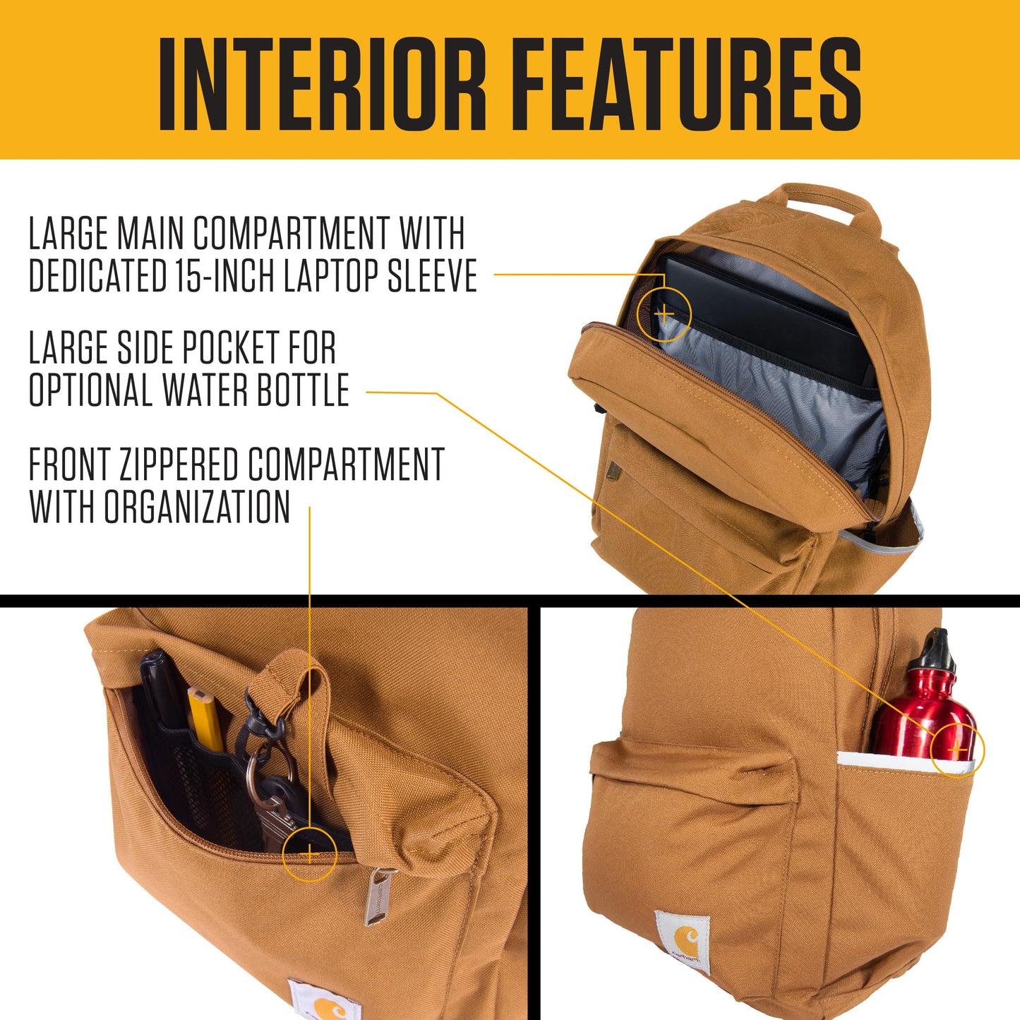 Carhartt 21L Classic Laptop Backpack, Water-Resistant Pack W/ 15" Laptop Sleeve and Organizational Compartments, Rose Tint