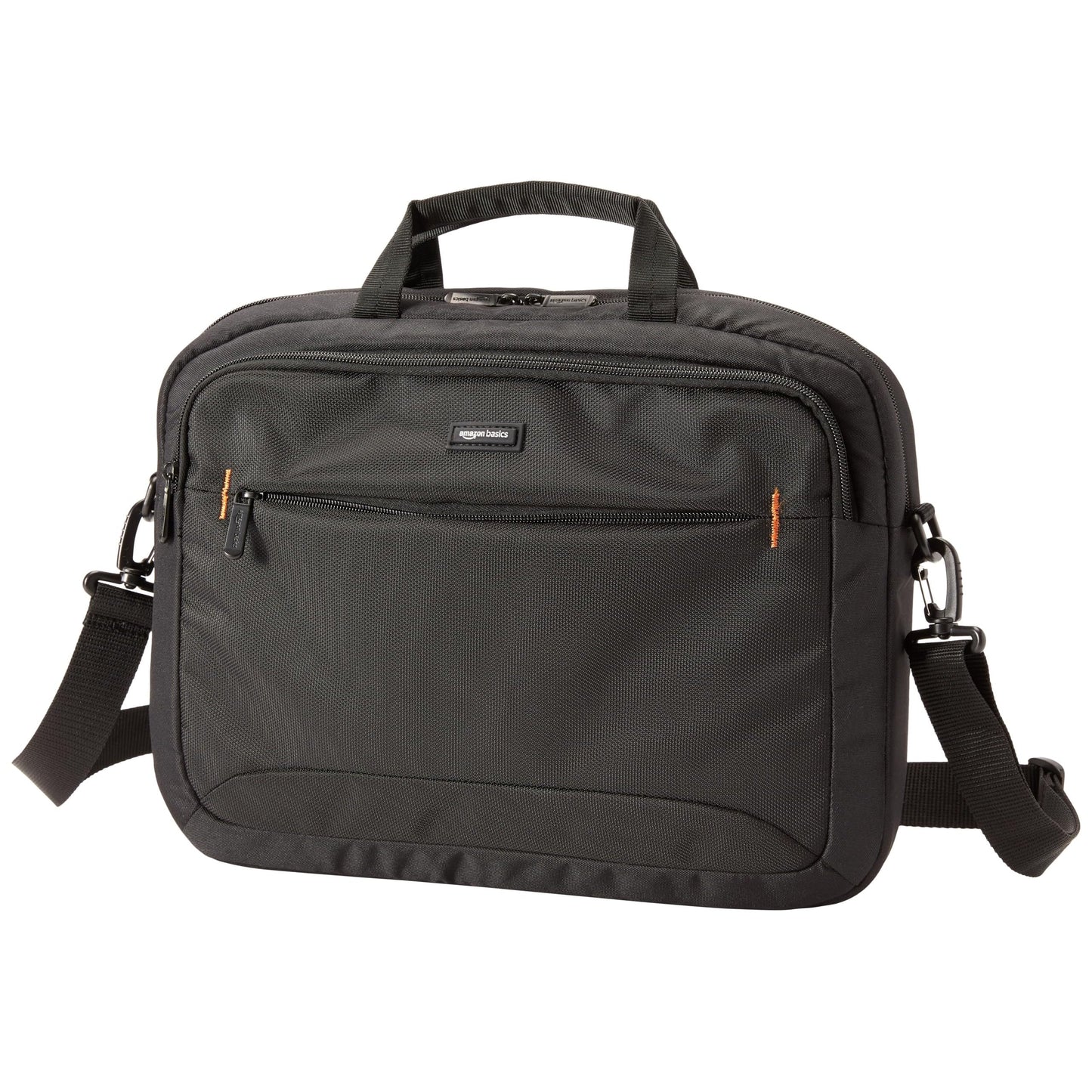 Amazon Basics 15.6 in Laptop Bag with Shoulder Strap and Handle, Large Capacity, Spacious Compartments, Black