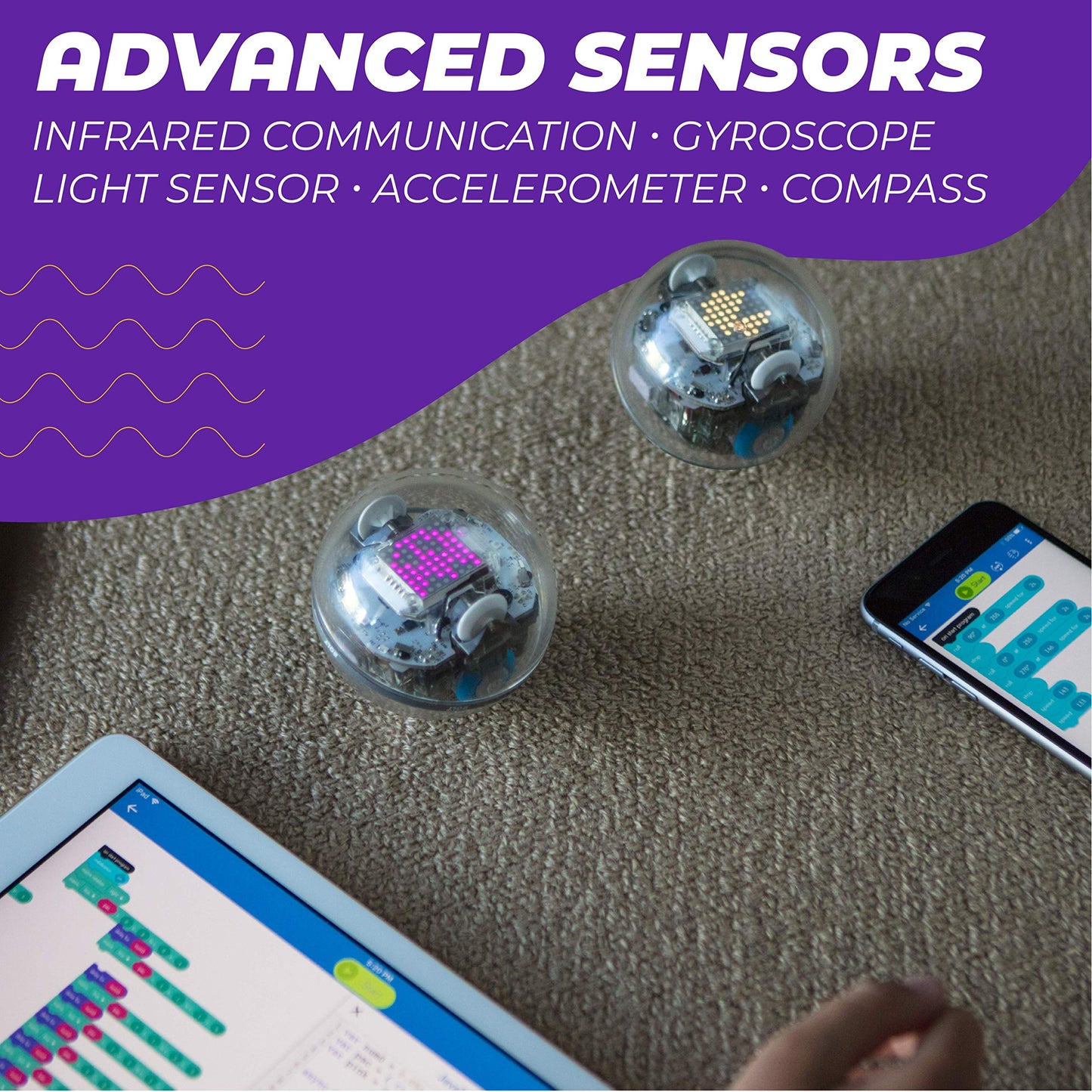 Sphero Bolt – Coding Robot Ball – Beginner to Advanced Programming – Ages 8+ – Learn to Code with Draw, Blocks, Javascript, or Python – Programmable Sensors – LED Matrix – Durable & Waterproof Design