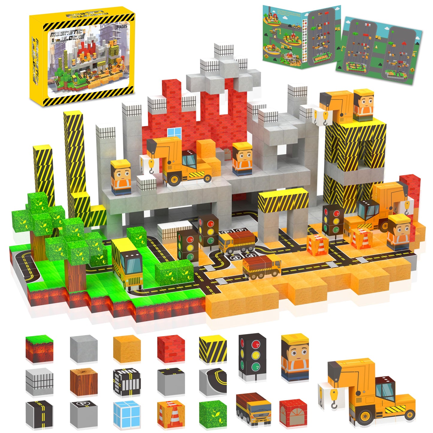 138PCS Magnetic Blocks - Magnetic Building Blocks Magnet Block Cubes Construction Set, STEM Montessori Sensory Stacking Toys for Kids Boys Girls Ages 3 4 5 6 7 8-12 Holiday Christmas Birthday Gifts