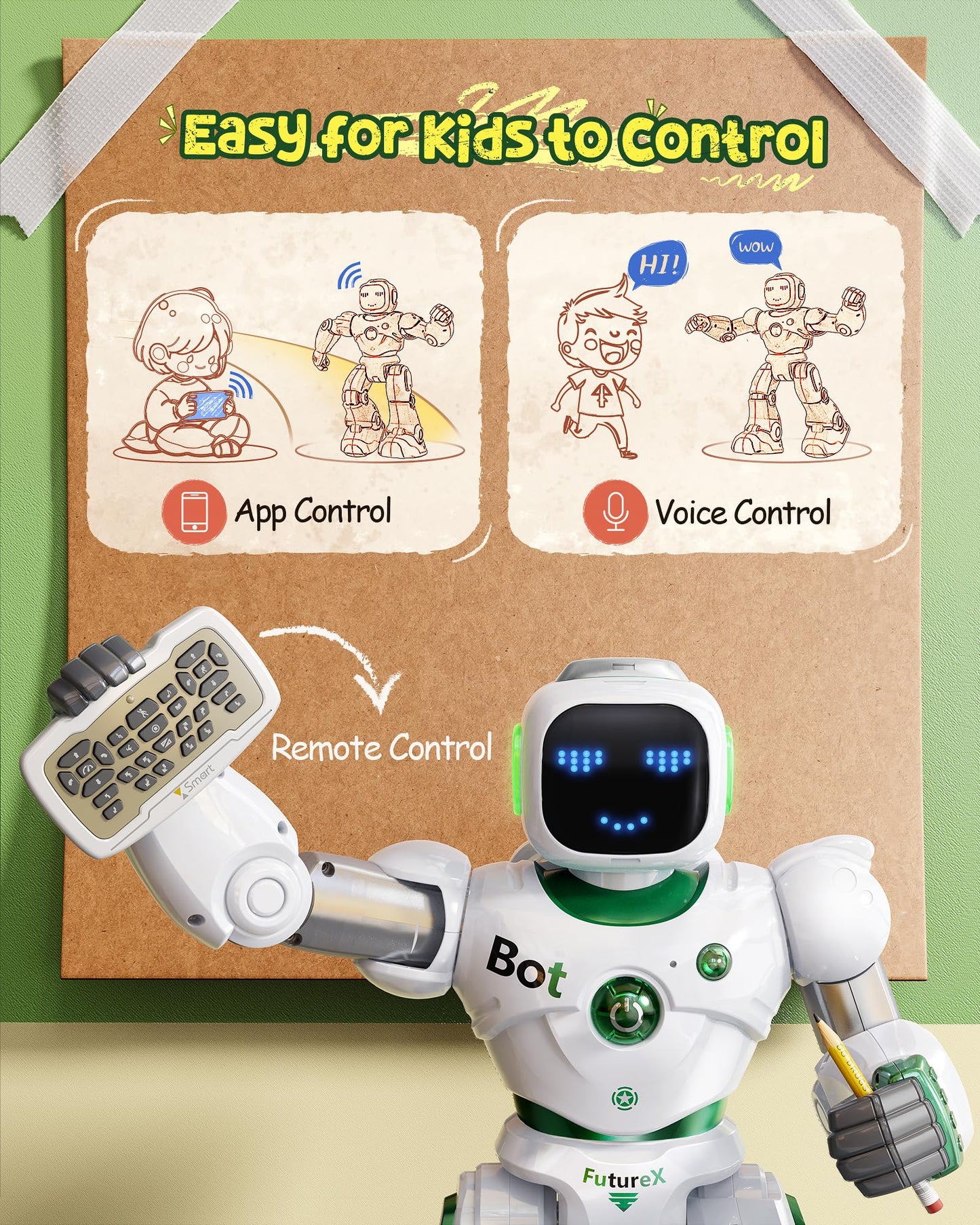Ruko 1088 Large Robot Toys for Boys, STEM Programmable Remote Control Robot, Electronics Educational Birthday for Kids 4 5 6 7 8 Year Old, Green