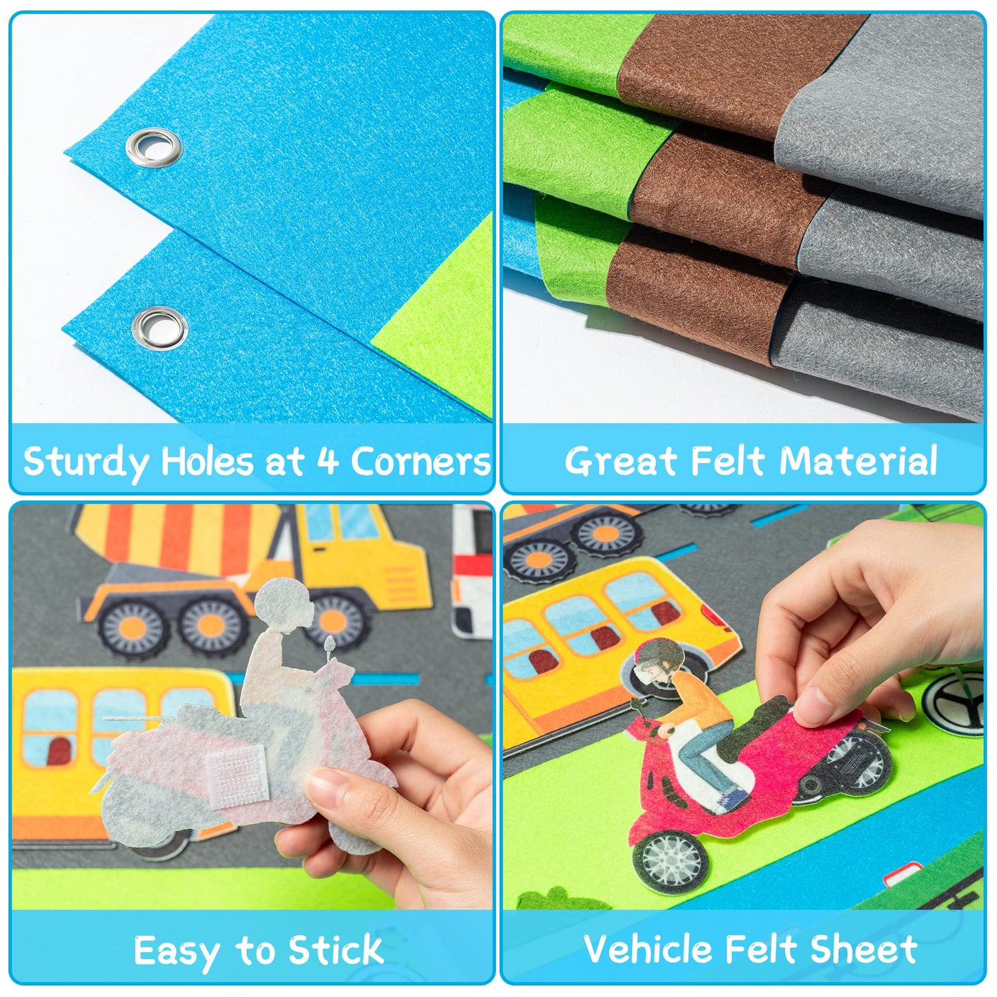 WATINC Transportation Felt Board Story Set - 35Pcs 3.5Ft Preschool Flannel Cars Trucks Plane Boat, Interactive Learning Toy for Toddlers Classroom Homeschool