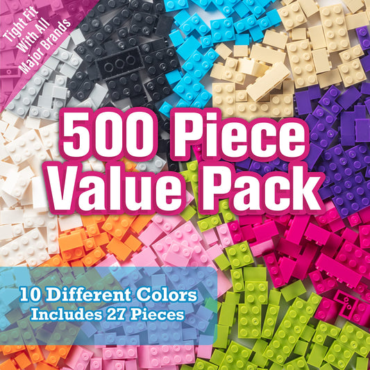 500 Pieces Friends Pastel Building Block Bricks - 10 Colors, 9 Shapes & 27 Roof Pcs - Compatible & Tight Fit w All Major Brands - Great for Activity Tables & Creativity at Home - Kids Birthday Gift
