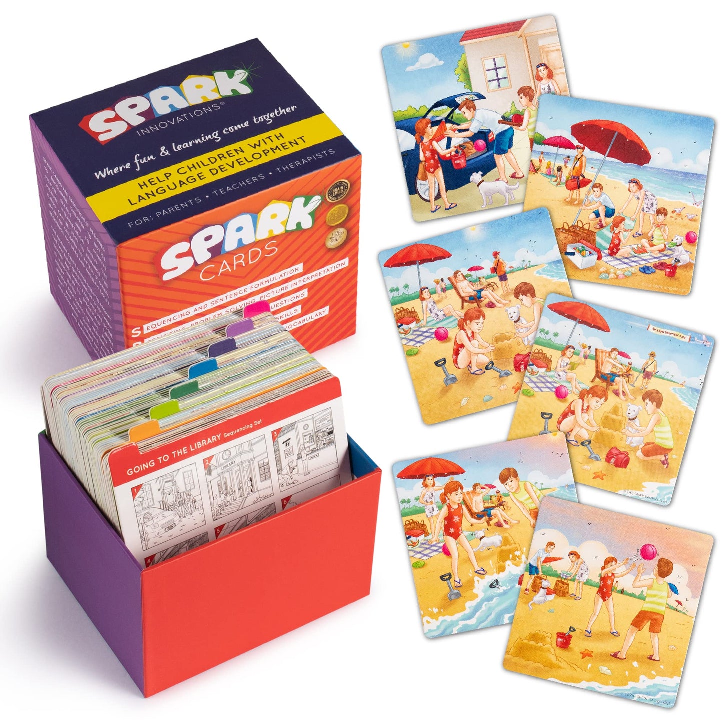 SPARK INNOVATIONS Sequencing and Storytelling Cards, Speech Therapy Game, Special Education Materials, Sentence Building, Problem Solving, English Language Learners (Sequence Cards 1 and 2 Combo)