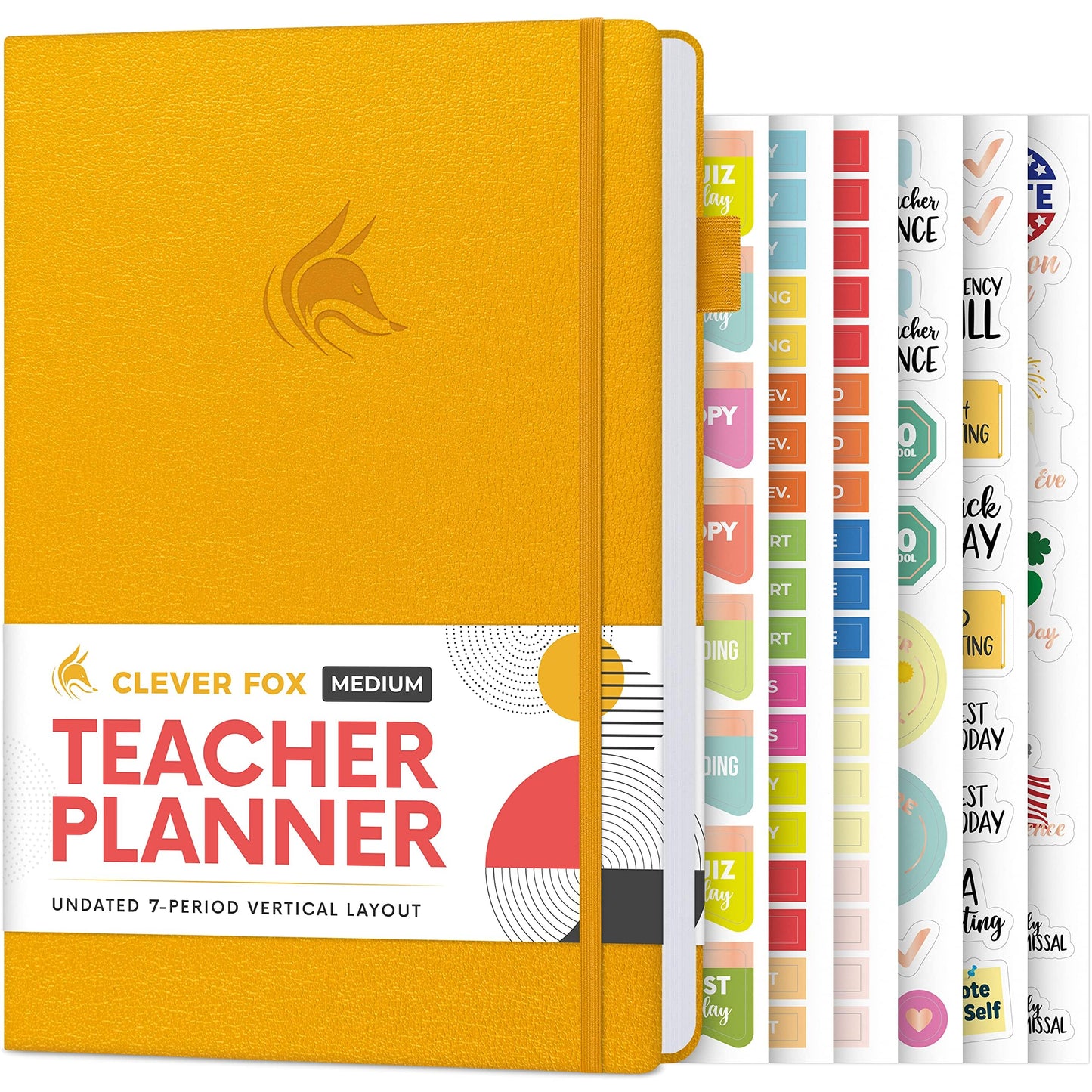 Clever Fox Teacher Planner – School Year Planner with Calendars & Lesson Plans – Teacher Plan Book for Classroom & Homeschool Organization - Undated, A5 Size, Hardcover (Amber Yellow)