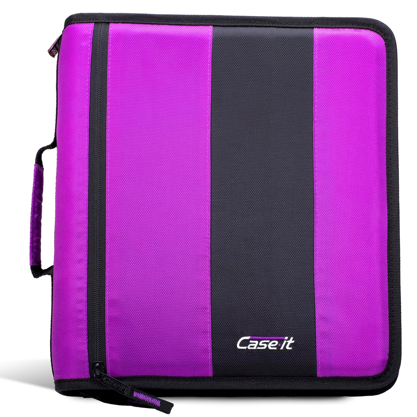 Case-it Classic Zipper Binder | 2-Inch O-Rings, 350 Sheet Capacity, Multiple Storage Pockets & Shoulder Strap | School & Office Organizer | D-251 Deep Purple