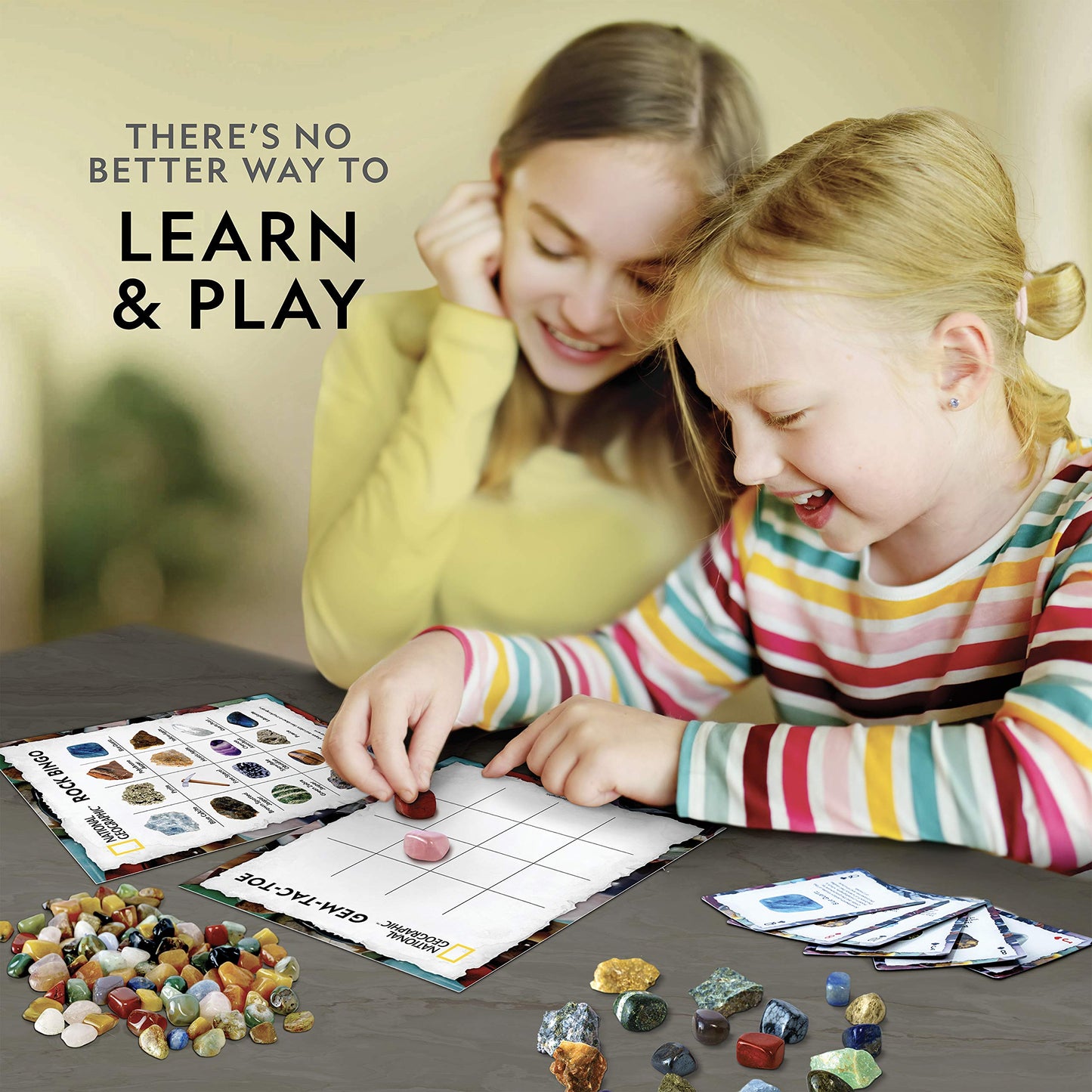 National Geographic Rock Bingo Game - Play Rock Bingo, Mineral Memory, Gemstone Trivia, & Card Games, Collection Includes Over 150 Rocks and Minerals, Educational STEM Toy for Kids (Amazon Exclusive)
