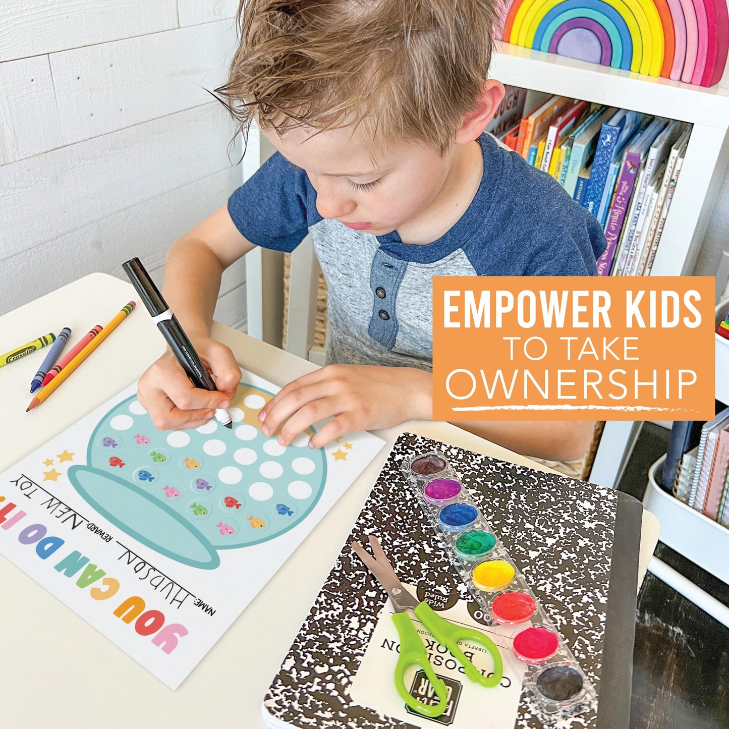 Hadley Designs Sticker Chart for Kids Behavior at Home – Reward System for Toddlers, Star Incentive Tracker for Toddlers, Chart for Kids Behavior, Classroom Fish Tank Incentive Charts