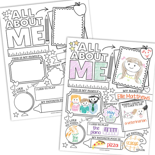 Hadley Designs All About Me Posters for Classroom Must Haves - 20 Star Student Poster, 100 Days of School Items, Star of The Week Poster Elementary Classroom Decor, End of School Year Teacher Supplies