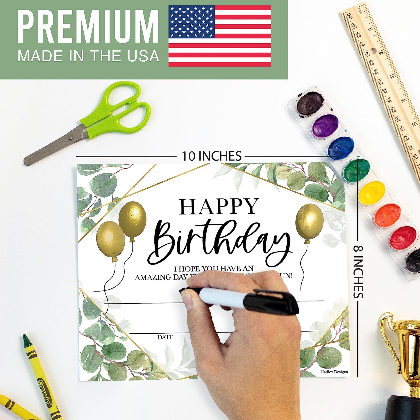 Happy Birthday Certificates for Students - 25 Student Birthday Certificates for Kids Classroom Must Haves, Teacher Supplies for Classroom Elementary, Greenery Teacher Essentials