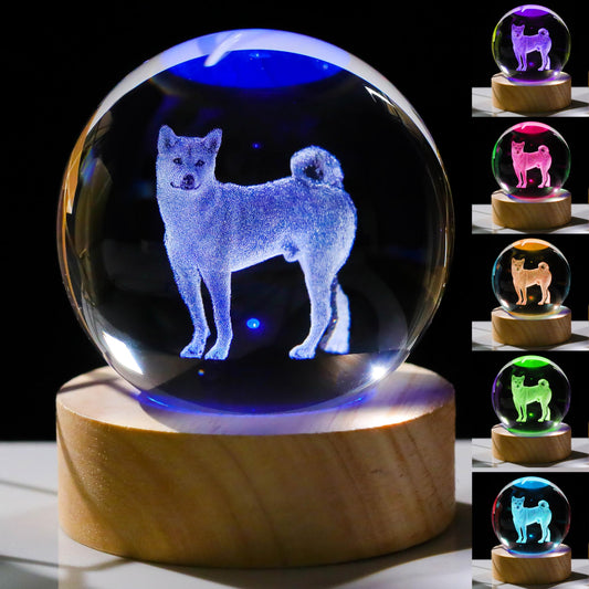 3D Shiba Inu Gifts for Women - Crystals Ball 60mm - Shiba Inu Figurines Decor Glass Animals Figurine - Birthday, Lovers Keepsake Paperweight