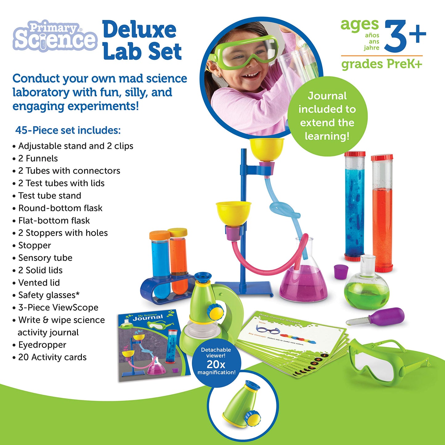 Learning Resources Primary Science Deluxe Lab Set - 45 Pieces, Ages 3+, Preschool Science Kit Toys, STEM Toys, Experiments for Kids