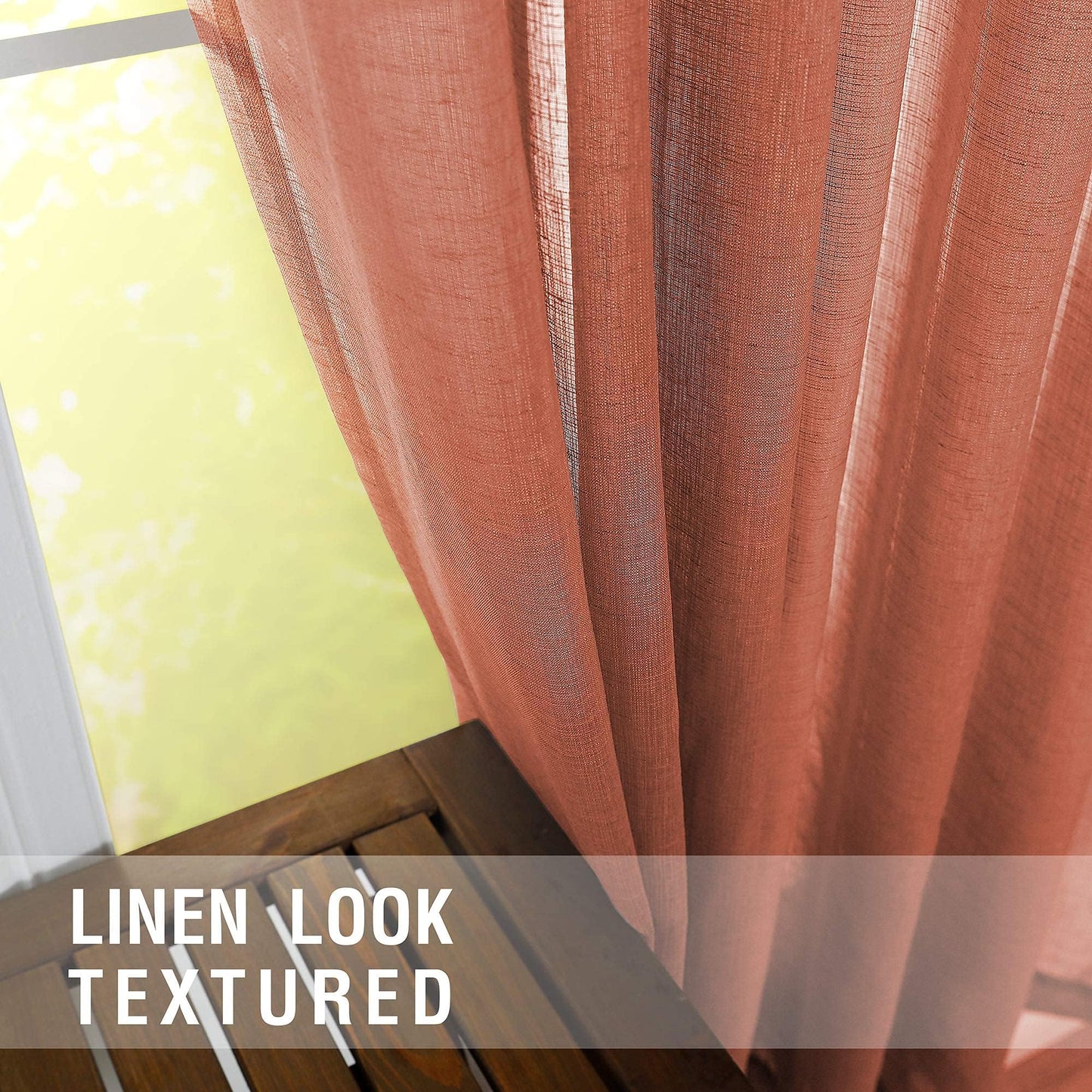 Terracotta Curtains Extra Long for Living Room 2 Panels Rod Pocket Home Fashion Airy Elegant Sheer Window Drapes for Patio Sliding Door French Dining Doorway Wedding Backdrop Home Decor 52 x 108 Inch