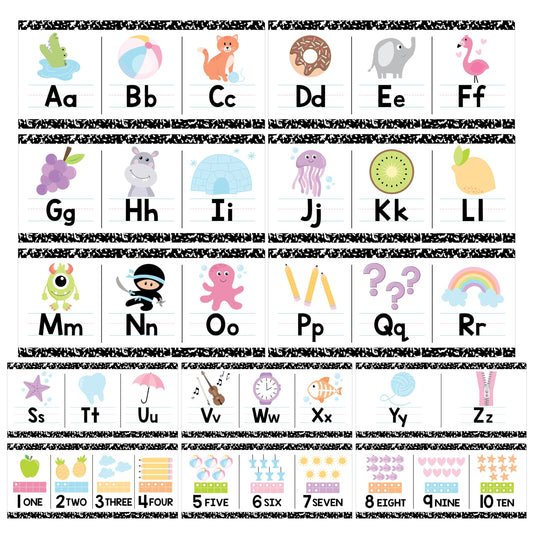 Hadley Designs Alphabet for Classroom Wall Decor - ABC Posters for Classroom Wall Chart Preschool & Kindergarten, ABC Letters & Number Line Elementary, Alphabet Cards, Pastel Classroom Decor