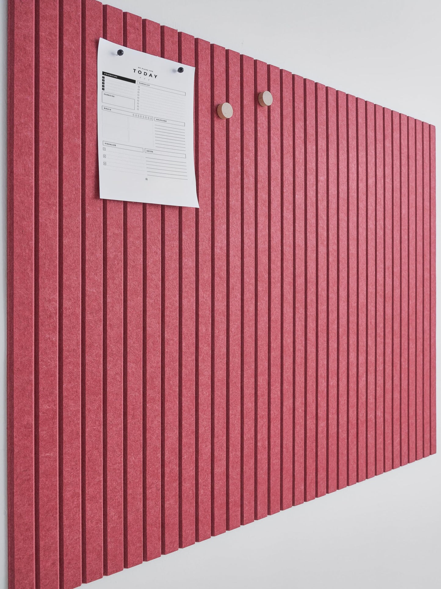 VIVELDA Felt Bulletin Board Tiles 48"x36" - 12-Pack Cork Board Alternative, Oeko-TEX Certified, NRC 0.95 Acoustic Wall Panels, Damage-Free Adhesive, Slatted Design, Home Office & Classroom (Burgundy)