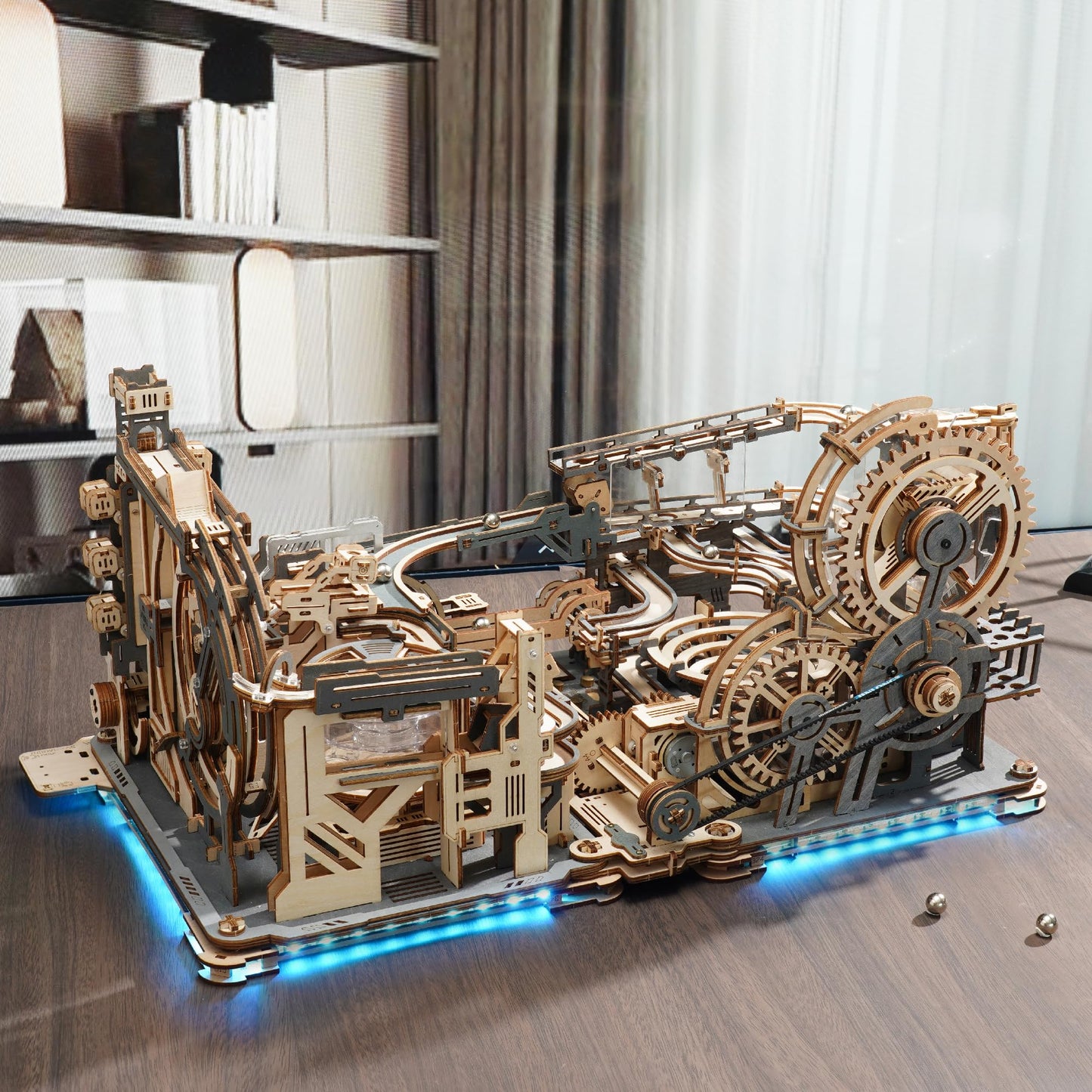 ROBOTIME 3D Puzzle - Combination Set Marble Tracks - Motorized Marble Spaceport LGC01+Marble Night City LGA01+Link Pack LG01 - Engineering Gift Choice