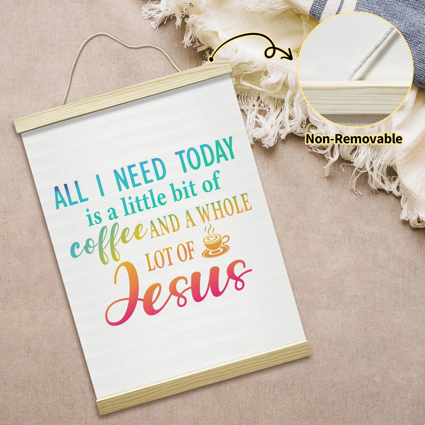 mermermu Coffee and Jesus Poster Hanger Frame, Inspirational Christian Posters Canvas Wall Art for Cafe Office Kitchen Living Room Decor, 12x16 Inches -039