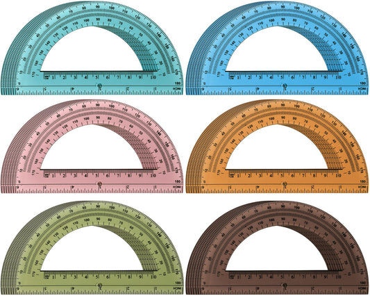 Sayglossy 36 Pcs of Colorful Plastic Protractors 180 Degrees 6 Inches Mathematical Protractor Translucent Geometric for Learn Office Measurement Drawing