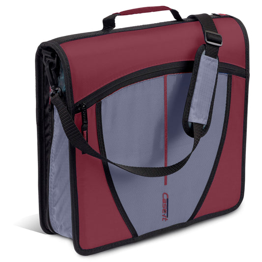 Case-it Mighty Zip Tab School Zipper Binder | 3-Inch O-Rings, 600-Sheet Capacity, 5-Subject Expanding File Folder, Multiple Pockets & Storage Organizer, Shoulder Strap | D-146 Red Burgundy