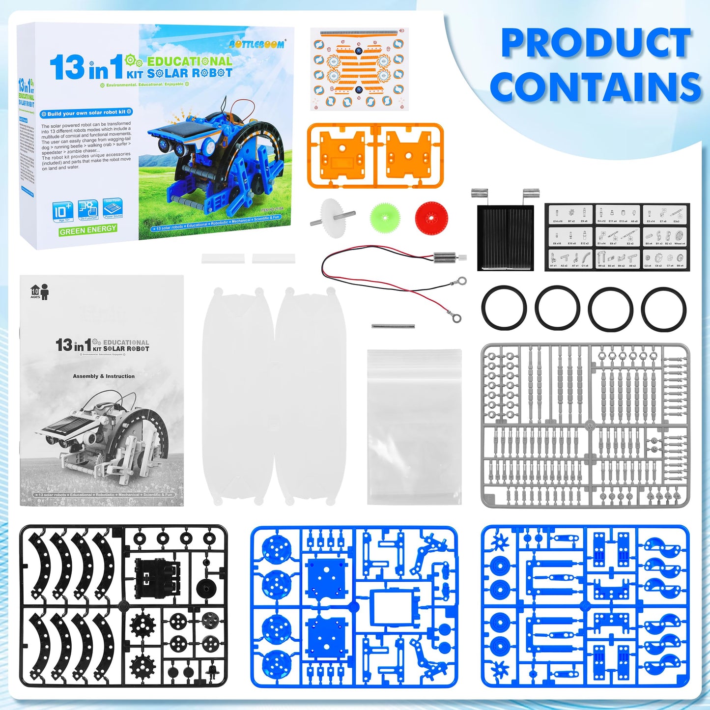 STEM 13-in-1 Education Solar Power Robots Toys for Boys Age 8+ , Educational Toy DIY Science Kits for Kids, Building Experiment Robotics Set Birthday Gifts for 8+ years old boys and girls .