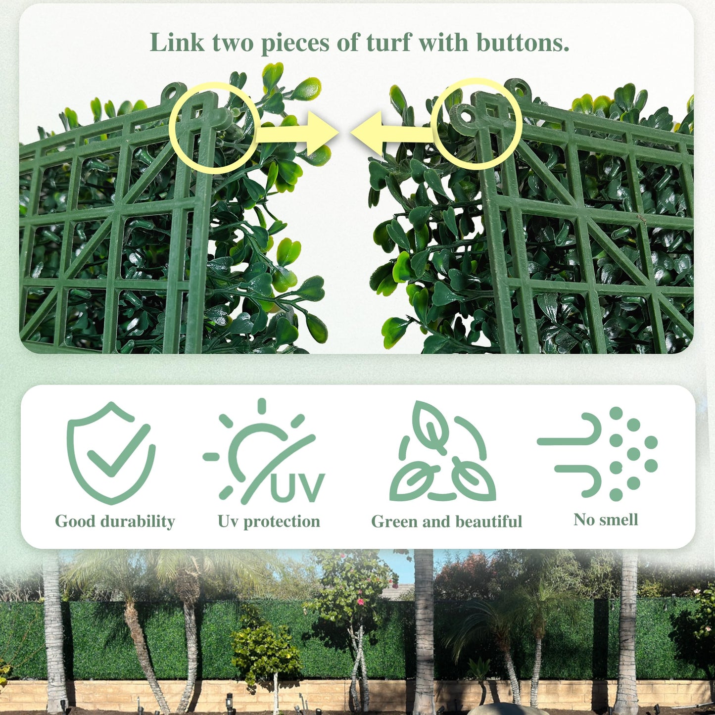 ODTORY Artificial Greenery Grass Wall Panel, 10x10 Inch 20-Pack (14 sqft), UV-Anti Fake Ivy Fence Privacy Screen Green Boxwood Covering for Indoor and Outdoor Home Wall Decor