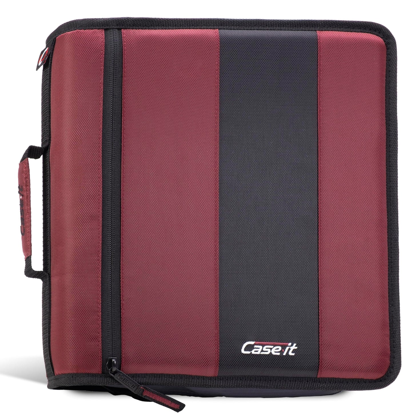 Case-it Classic Zipper Binder | 2-Inch O-Rings, 350 Sheet Capacity, Multiple Storage Pockets & Shoulder Strap | School & Office Organizer | D-251 Burgundy