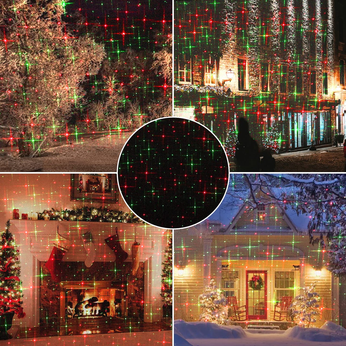 Minetom Christmas Projector Laser Lights, Red and Green, 3 Modes, Waterproof, 1 Pack, Model CXF-B100RG-A, Black