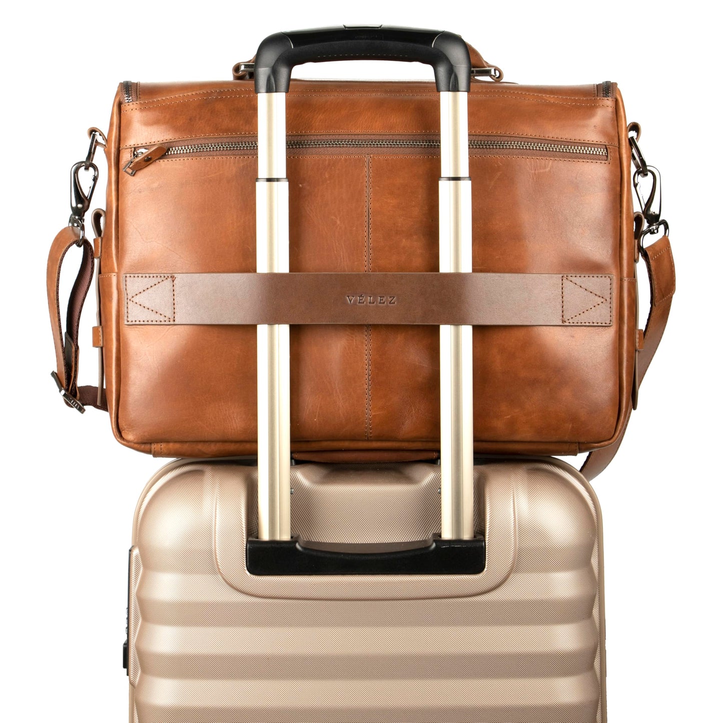 VELEZ Tan Full Grain Leather Messenger Bag for Men - 15" Laptop Briefcase - Mens Vintage Business Crossbody Computer Bags