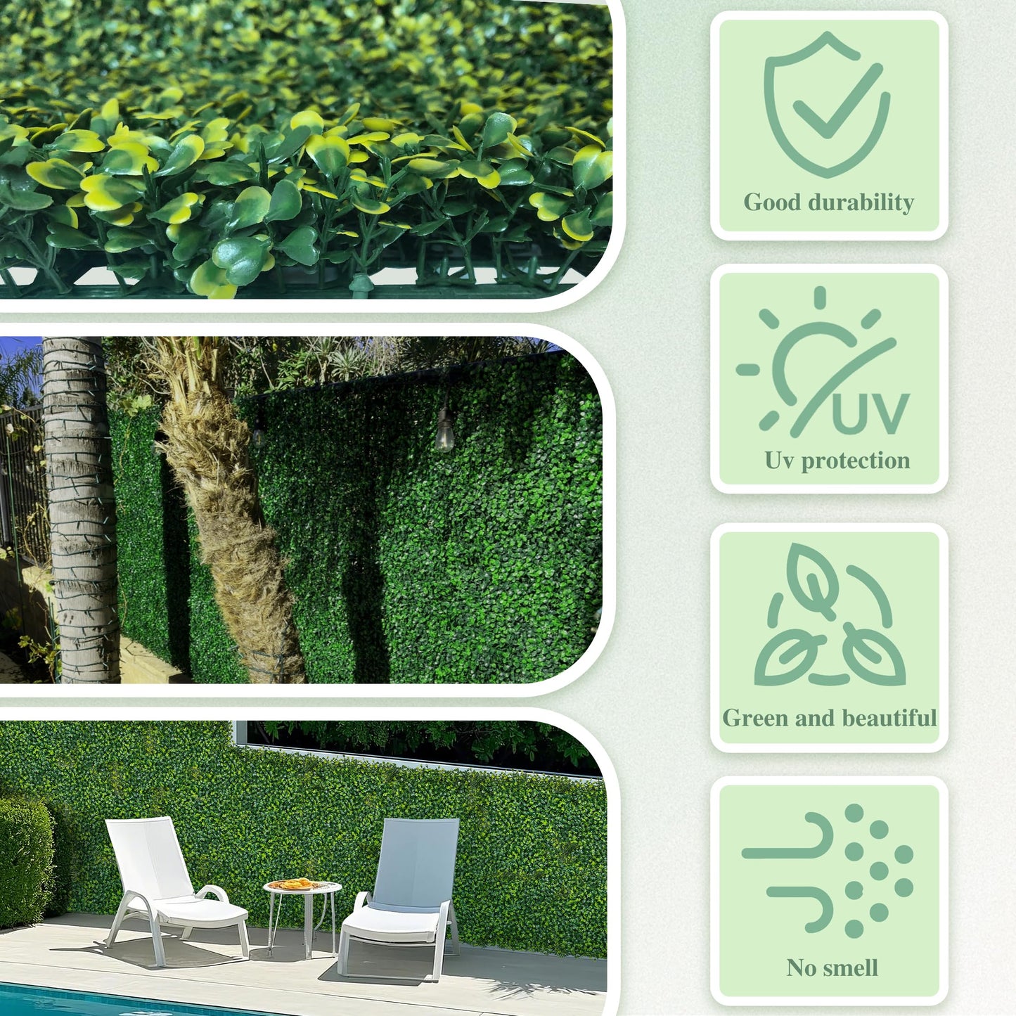 ODTORY Artificial Boxwood Roll Panels, 48"x120" (40 sq.ft) UV-Resistant Faux Ivy Privacy Fence Screen, Decorative Grass Wall Covering for Indoor & Outdoor Garden, Backyard, Balcony, Home Decor