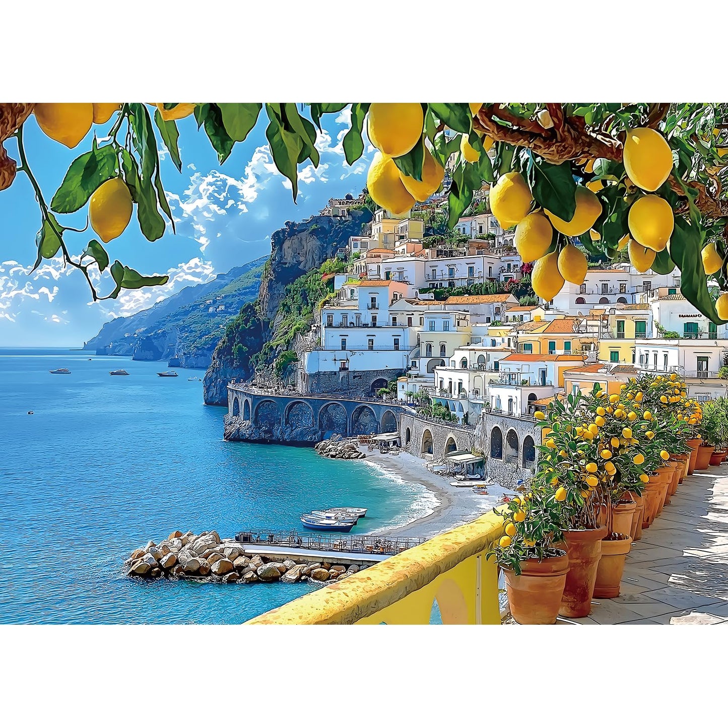 MINIWAN 500 Piece Amalfi Coast Puzzle, Premium Jigsaw Puzzle for Adults, Rustic Style, 23 x 15 Inches