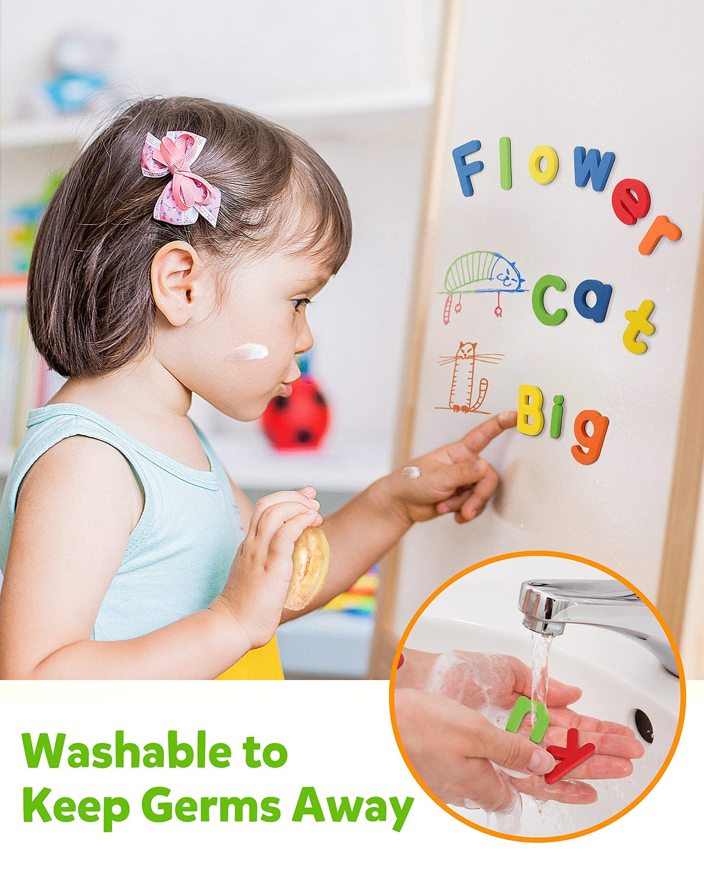 Coogam EVA Magnetic Letters Numbers 78 Pcs Alphabet ABC 123 Fridge Magnets Colorful Educational Toy Set, Preschool Learning Spelling Counting Uppercase Lowercase Math for 3 4 5 Years Kid