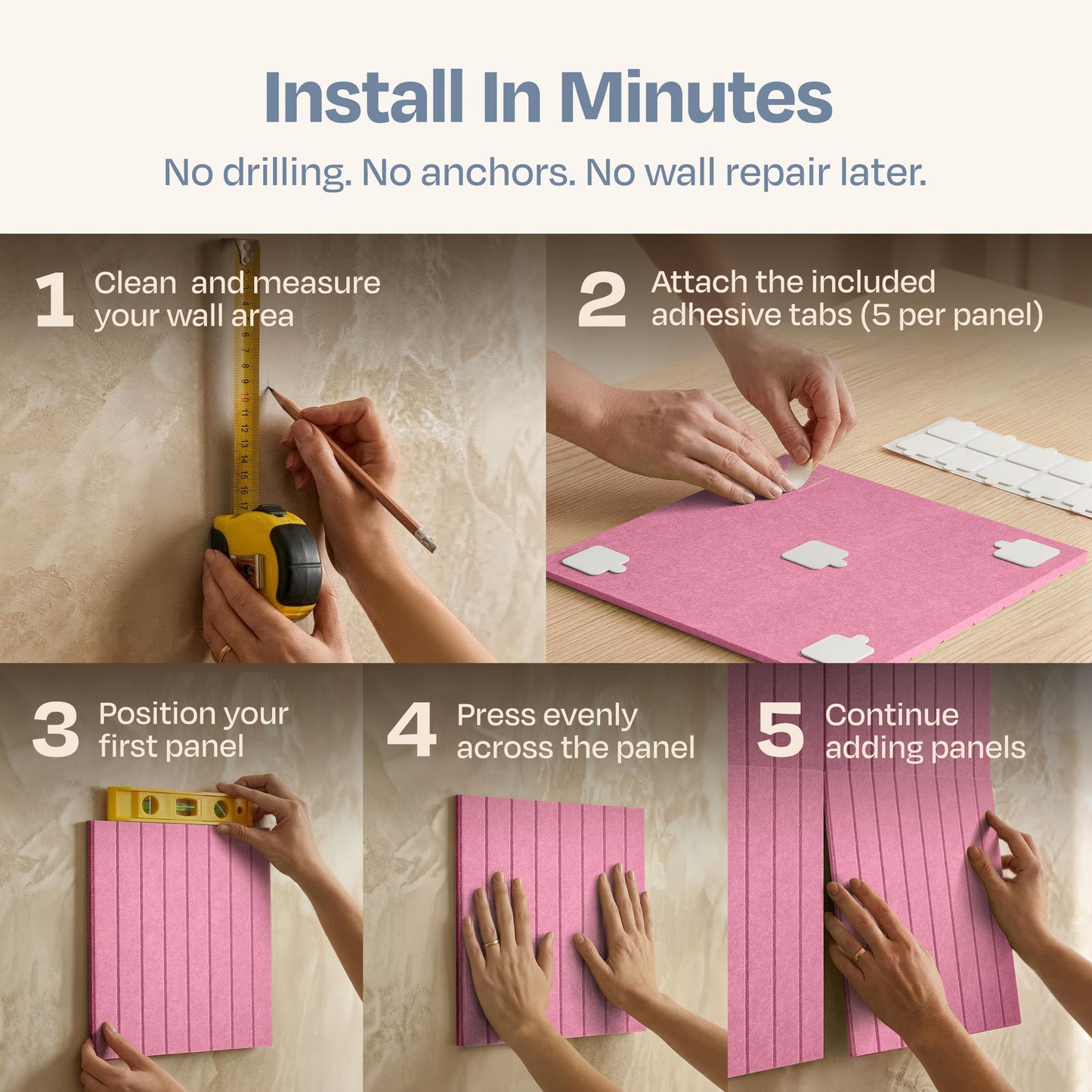 Ekkogo X-Large Cork Board Alternative 12-Pack Felt Bulletin Board Thick and Decorative Pin Board for Home Office Walls 47.24 x 35.43 Inches with 72 Adhesive Tabs - [Chic Pink]