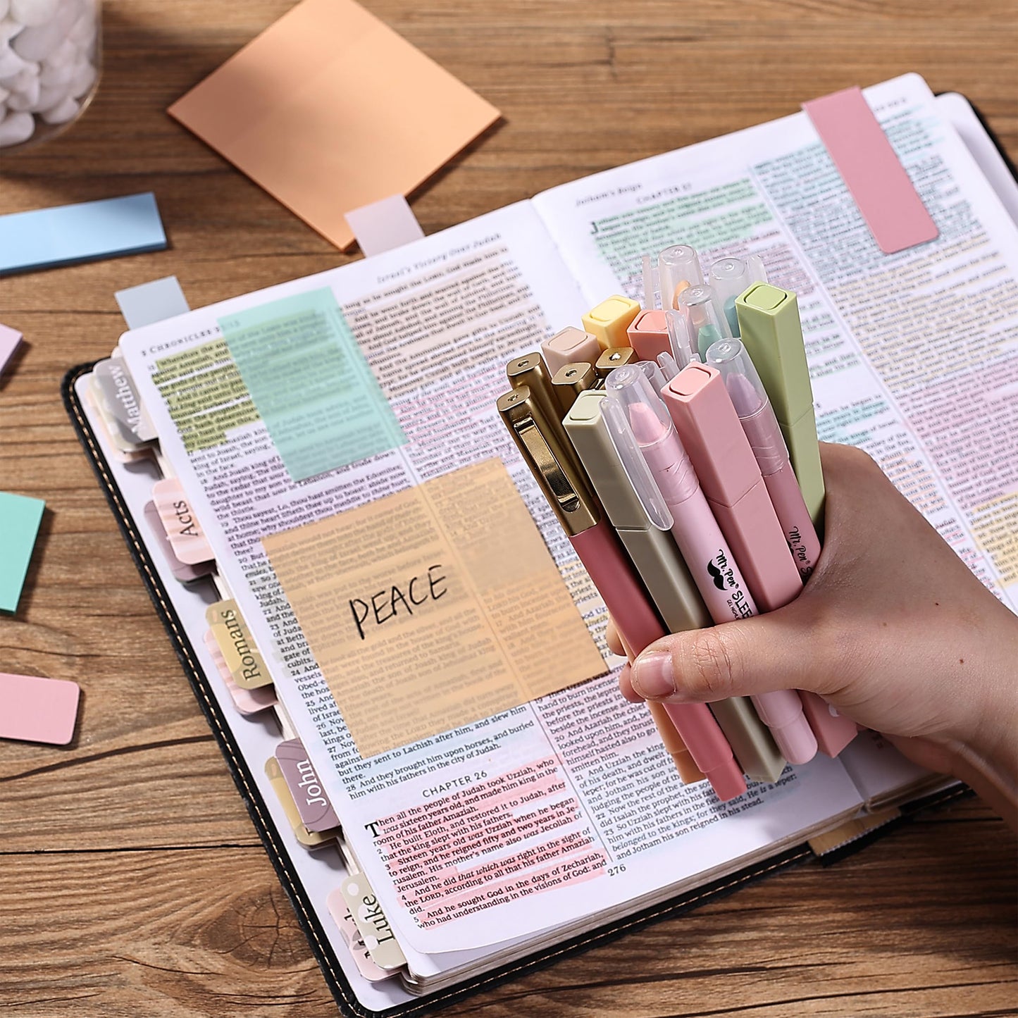 Mr. Pen- Bible Journaling Kit for Women, Bible Highlighters and Pens No Bleed, Pencil Case, Fineliner, Prayer Cards, Tabs, Magnetic Bookmarks, Transparent Sticky Notes, Christian Devotional Gifts