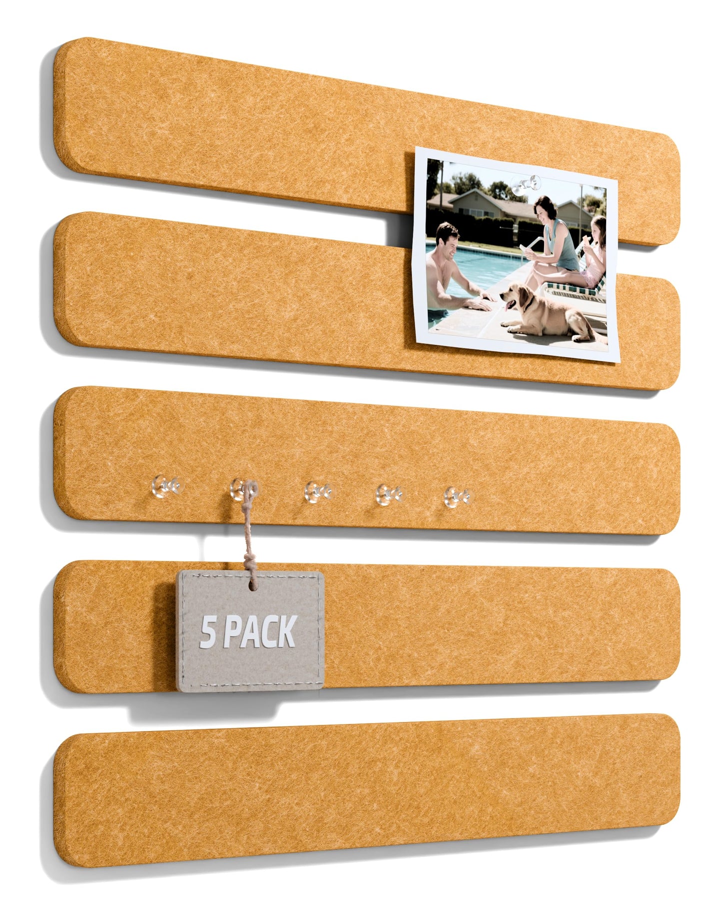Fluxynara Cork Board Alternative Felt Strip Board 8-Pack 13"x2", Office Pin Board with 50 Push Pins, Adhesive Install for Bedroom Door & Home Office (Nordic Moss)