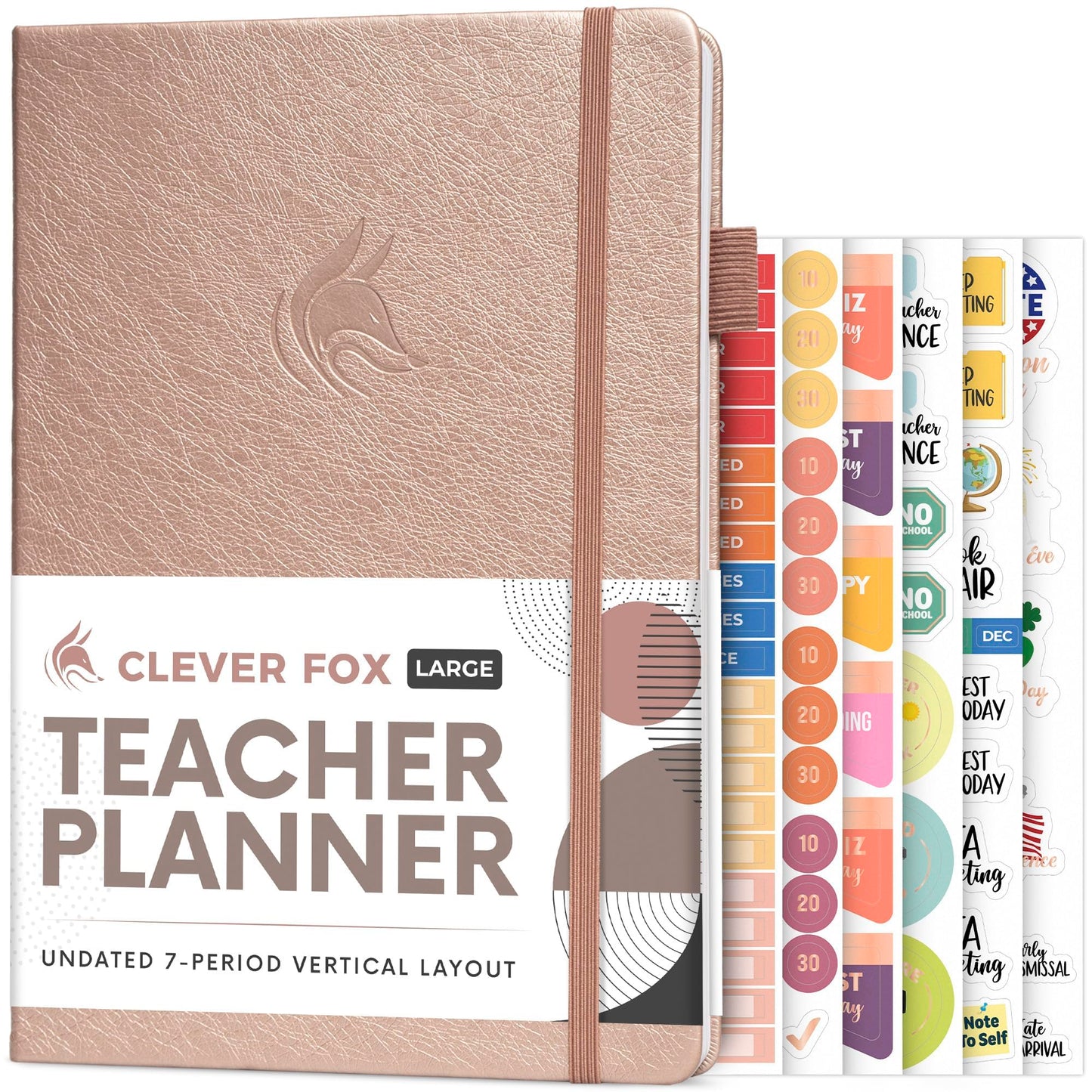 Clever Fox Teacher Planner – School Year Planner with Calendars & Lesson Plans – Teacher Plan Book for Classroom & Homeschool Organization - Undated, 7x10″, Hardcover (Rose Gold)