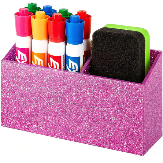 BEYGORM Magnetic Dry Erase Marker Holder for Whiteboard,Non-slip Acrylic Magnet Pen Holder for Fridge Refrigerator,Locker Organizer for Work,Locker Accessories,Pencil Cup for Desk(Bling Pink)