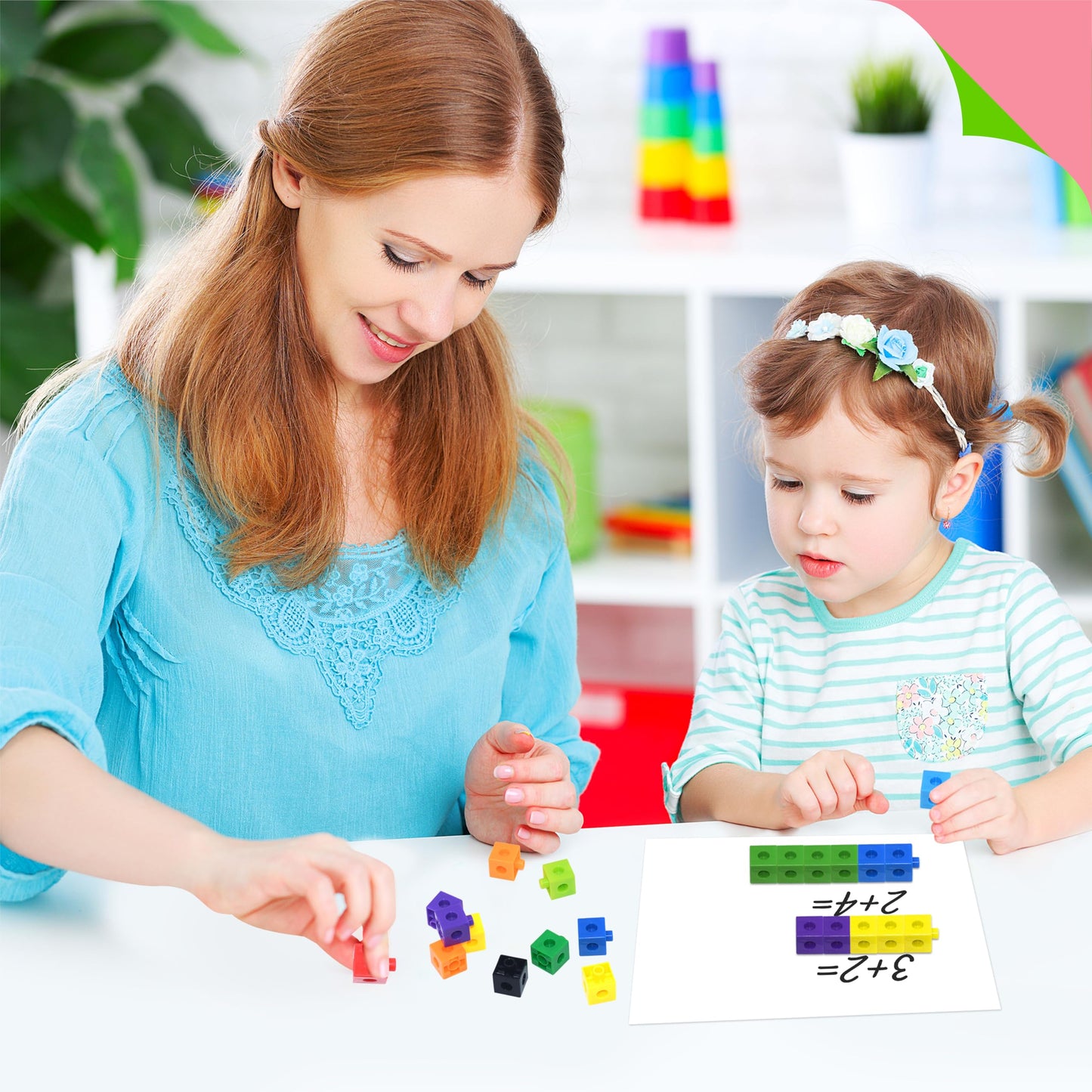 SpriteGru 300PCS Math Linking Cubes, Math Cubes Manipulative Connecting and Counting Snap Blocks for Early Math and Construction, Educational Toy for Preschool, Kindergarten, Homeschool