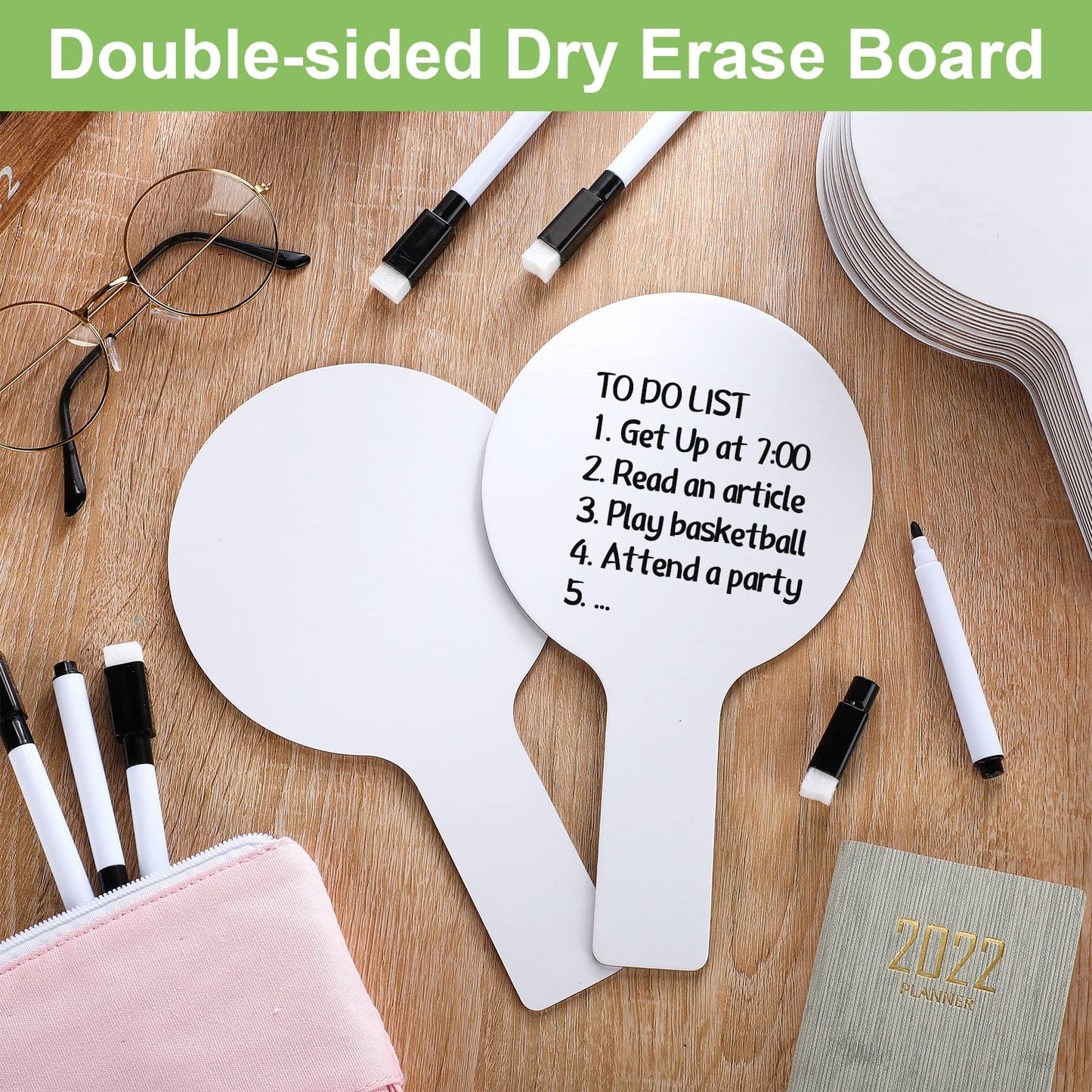 36 Sets 5x9 Inch Answer Dry Erase Paddles and 36 Black Marker Set Handheld Small Dry Erase Board Double Sided Auction Paddles Handheld Whiteboard for Classroom Voting Answering Auction Bidding