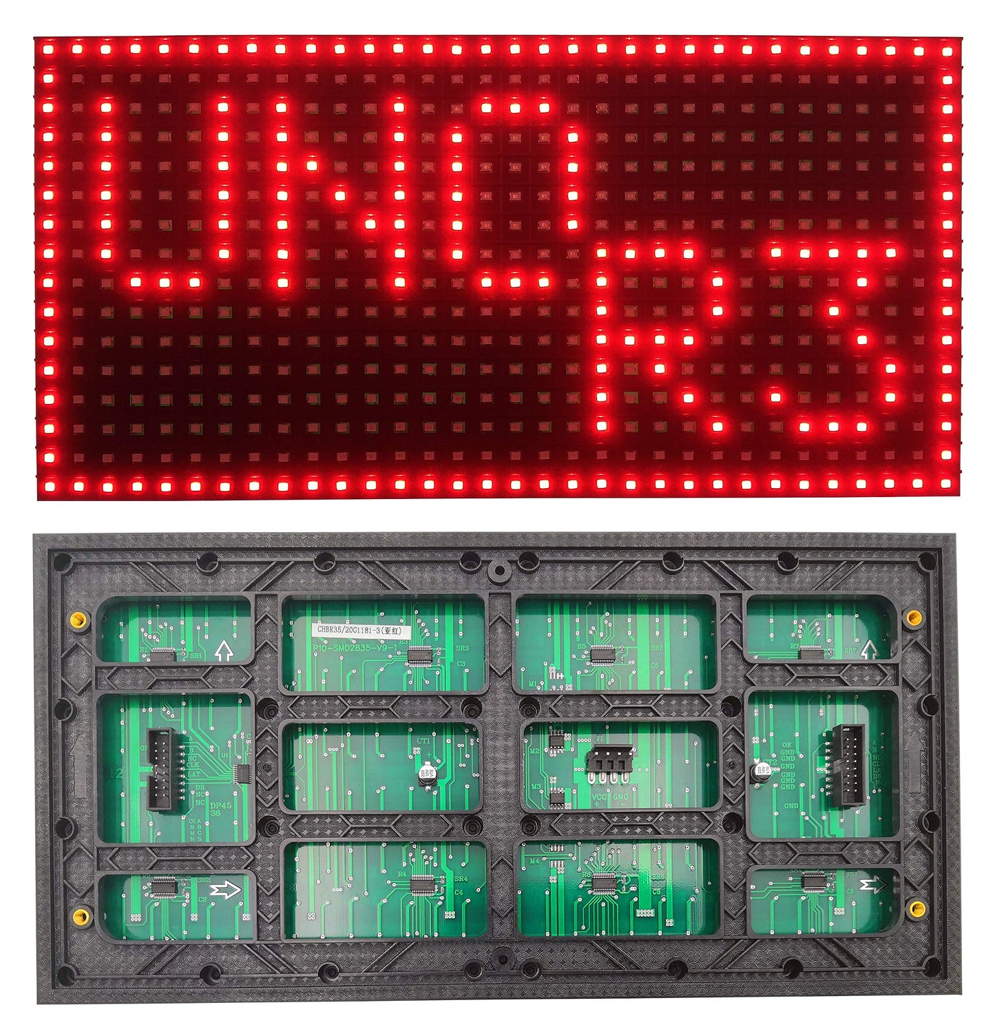 EEEEE P10 Red LED Panel Display Large Size 32cm X 16cm, 512 pcs of LED, Each Individual addressable, Controlled by Uno r3 with Arduino IDE.