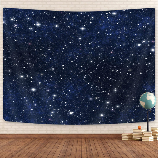 GOAOK Outer Space Galaxy Tapestry, Dark Blue Starry Night Sky Stars Moon Ceiling Tapestries, 60"X40"Inch Fantasy Cosmic Universe Celestial Small Tapestry Wall Hanging for Bedroom Room Dorm