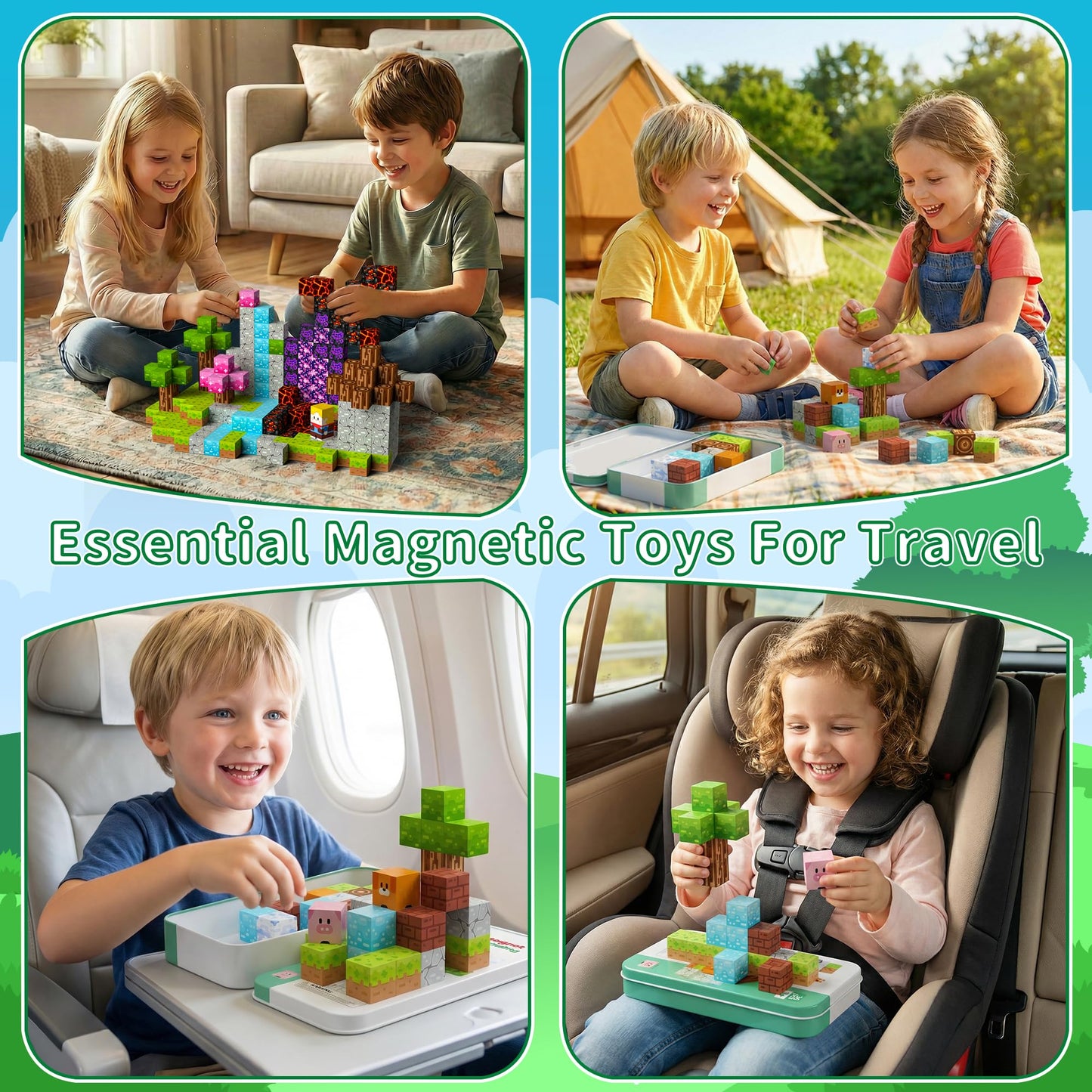 Petenjoy 200PCS Magnetic Blocks - Magnetic Building Blocks, Magnet Blocks Cubes, STEM Learning Sensory Magnet Toy for Kids Ages 3 4 5 6 7 8 9 10 11, Birthday Gifts for Boys and Girls