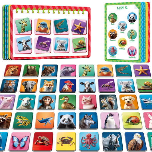 SpriteGru Magnetic Animal Matching Game, Funny Animals Learning Game, Race to Collect Your Lists Educational Toy for Boys & Girls at Home