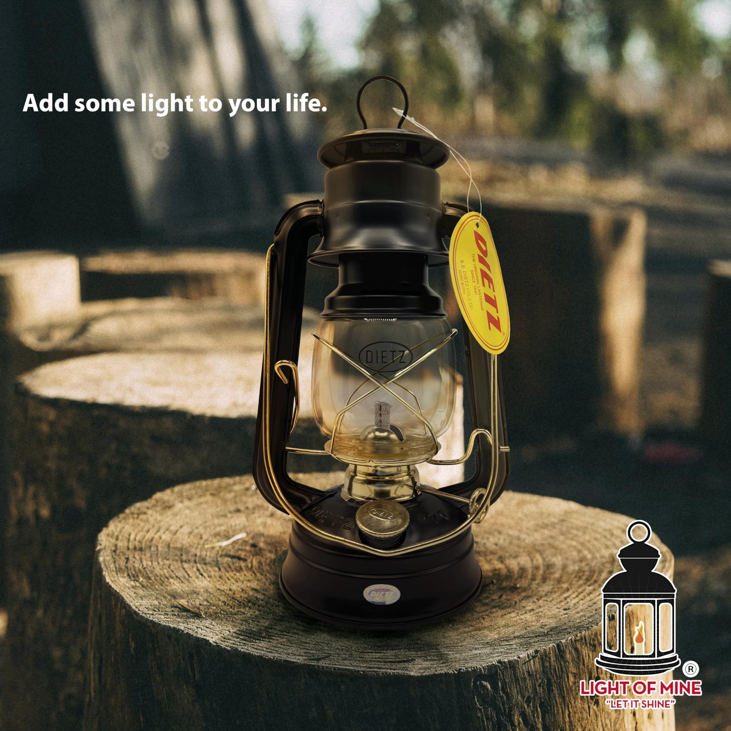LIGHT OF MINE Oil Lantern - Dietz #76 Original, Black with Gold Trim, Metal, Replacement Wick Strips Included