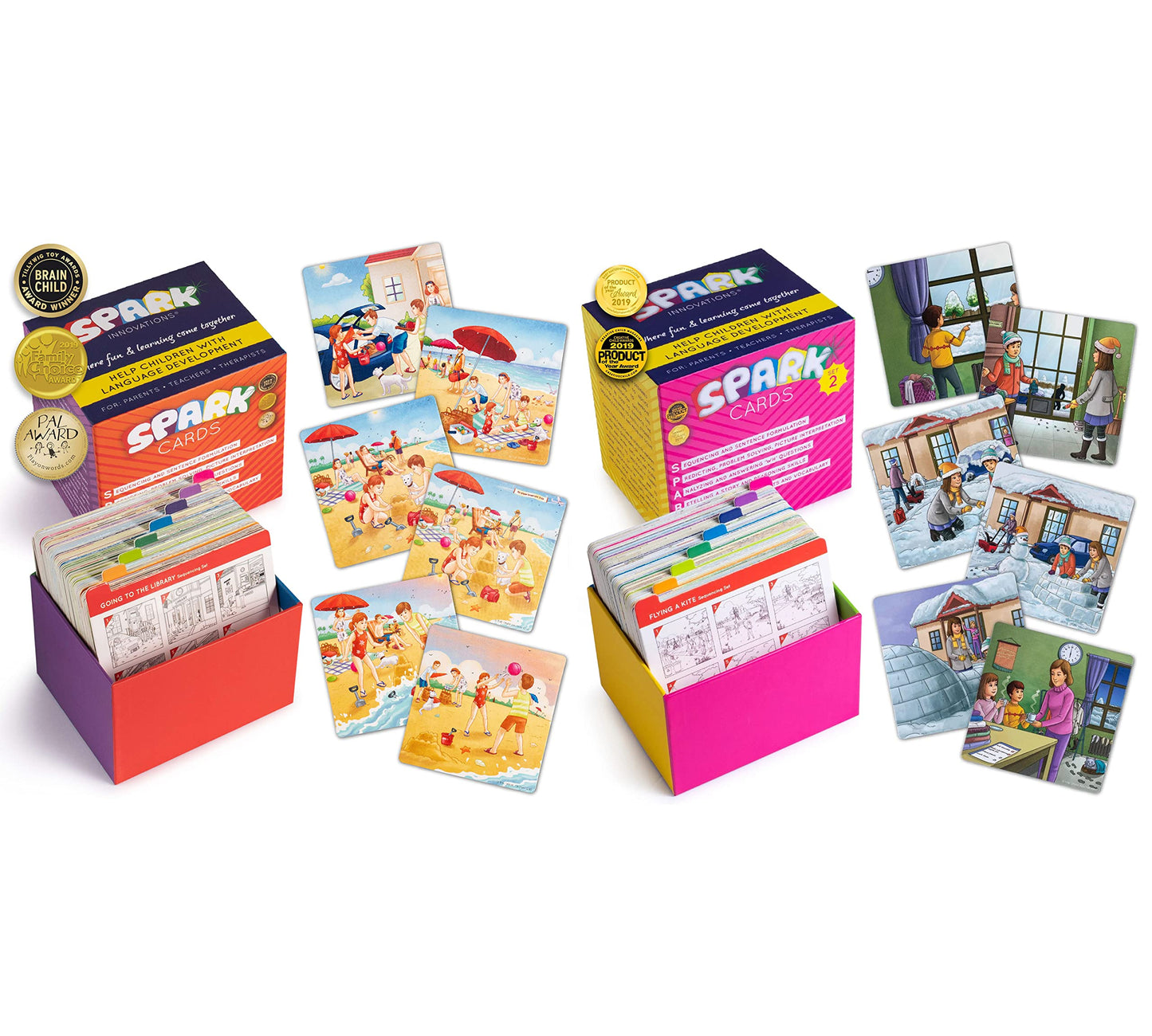 SPARK INNOVATIONS Sequencing and Storytelling Cards, Speech Therapy Game, Special Education Materials, Sentence Building, Problem Solving, English Language Learners (Sequence Cards 1 and 2 Combo)