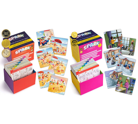 SPARK INNOVATIONS Sequencing and Storytelling Cards, Speech Therapy Game, Special Education Materials, Sentence Building, Problem Solving, English Language Learners (Sequence Cards 1 and 2 Combo)