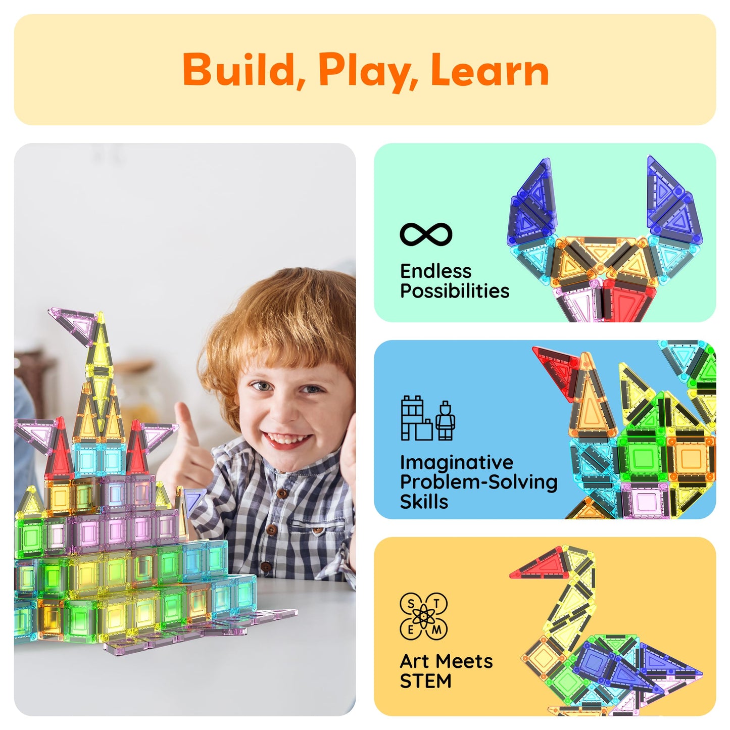 PicassoTiles 65pc Nano Magnetic Tile Travel Size Mini Portable Toy Construction Building Blocks Playset with Storage Bag Pouch STEM Montessori Classroom Magnet Tiles Stacking Toys for Kids Age 3+ PN03