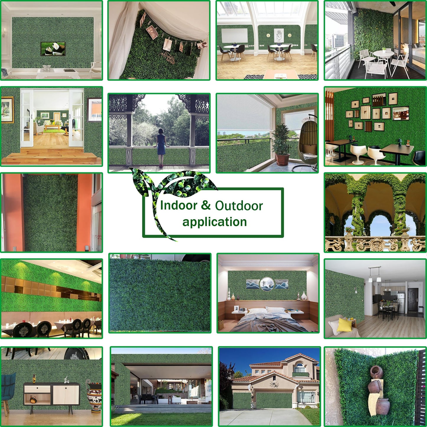 ODTORY Artificial Grass Wall Panel Backdrop,10 X 10 in 25P(17.5 sqft) UV-Anti Greenery Boxwood Panels for Indoor Outdoor Green Wall Decor & Ivy Fence Covering Privacy